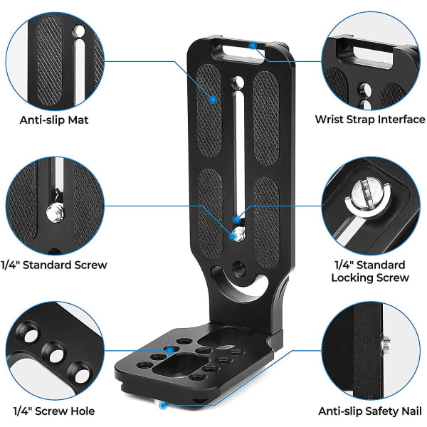 DSLR-kamera L-feste stativ hurtigutløserplate for Canon Nikon Sony Dji Osmo Ronin Zhiyun stabilisator