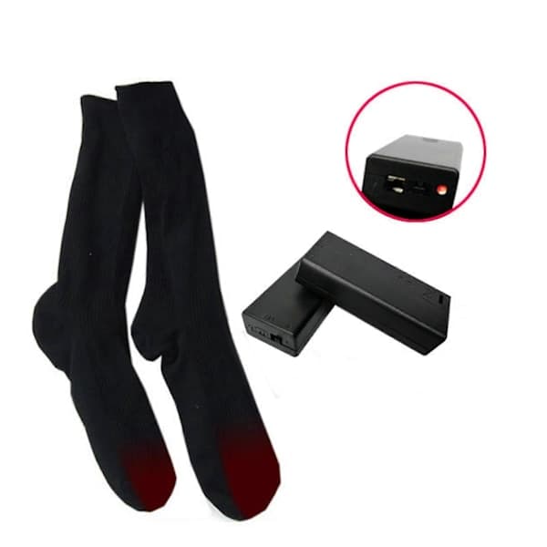 {YM} Heated Socks Winter Warm Long Thick USB Rechargeable Heating Socks 3v 3v