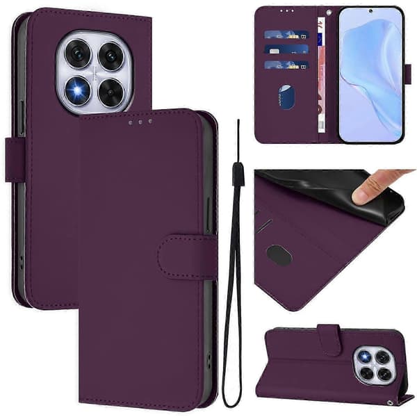 Ensfarvet PU-etui til Redmi Note 14 Pro 5G / 14 Pro+ 5G Violet