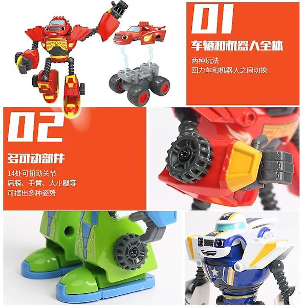 Blaze Monster Machines Anime Figur Plast/Legering Deformert Robotbil Leketøy Actionfigur Modell Barneleker Julegaver til Barn