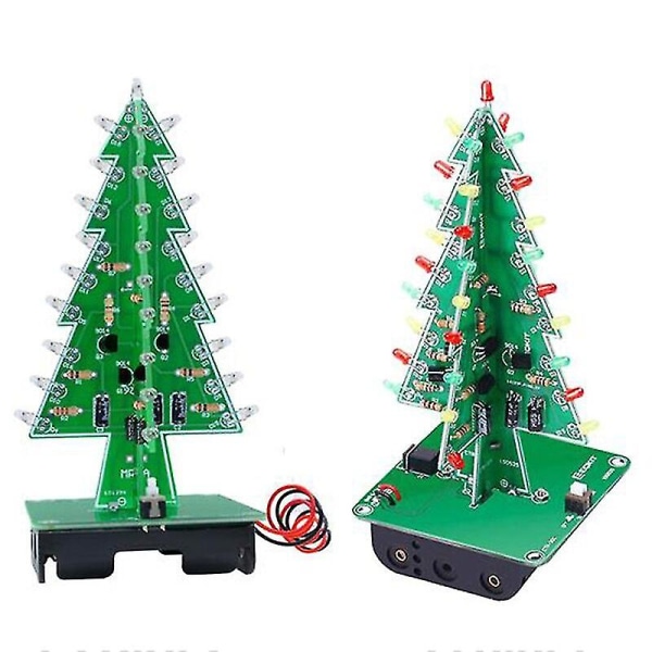 Gör-det-själv 3d LED blinkande julgran Circuit Kits Glitter elektroniska inlärningsset 3-Color
