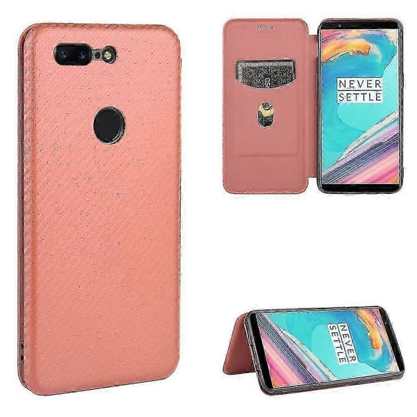 Kolfiberläderfodral för Oneplus 5t Brown