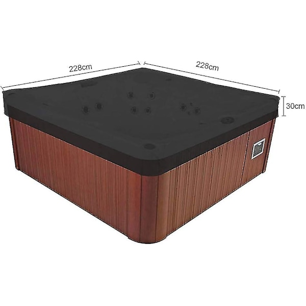Utomhusöverdrag för Spa Vattentätt Fyrkantigt Whirlpool Badkar Överdrag Spa Överdrag 190t Anti-damm Anti-uv Svart, 228x228x30cm