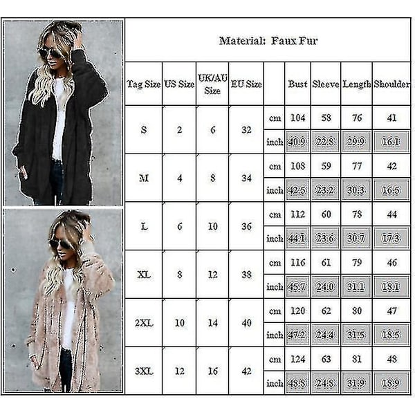 Fluffig hoodie med huva för dam Gray XL