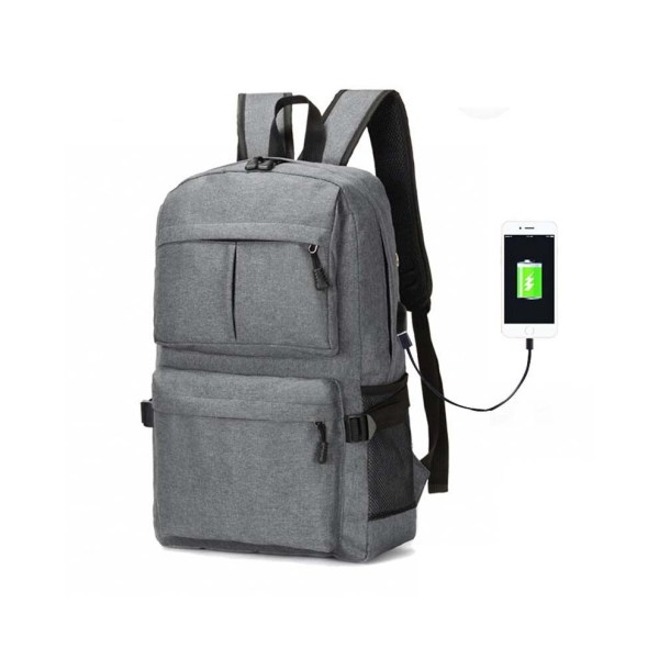 Stöldskydd Herr Dam USB Laddningsryggsäck Laptop Notebook Travel School Bag Gray    B
