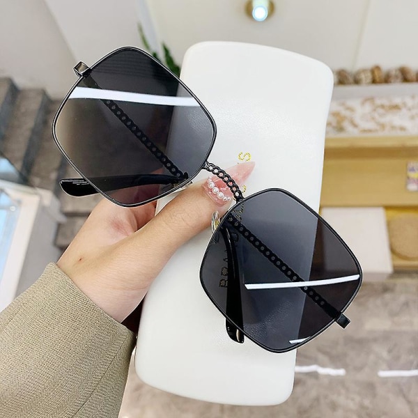 Nytt mode Klassiska överdimensionerade solglasögon Dam Märke Designer Metall Stor ram Lyxiga nyanser Solglasögon Glasögon Gafas Uv400 C5