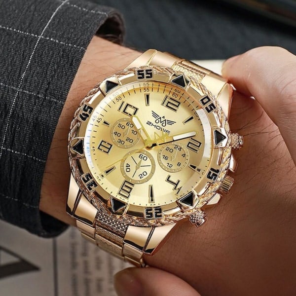 Herr Quartz Klocka Automatisk Klocka Koreansk Mode Student Vattentät Gold Black One size
