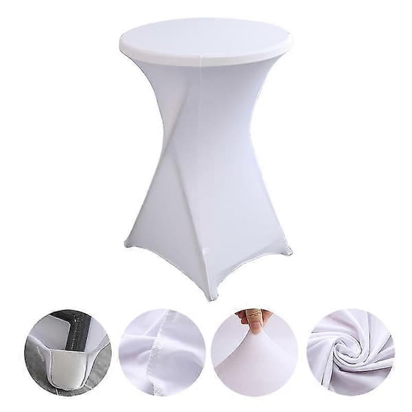 Cocktail Rund Spandex Bordovertræk, firevejs stretch, sort, 80x110cm white