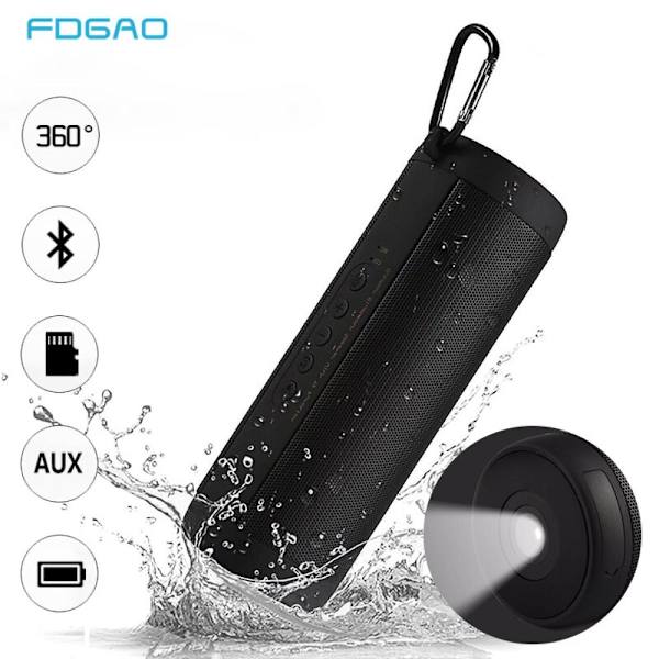 Bluetooth Högtalare Vattentät Portabel Utomhus Trådlös Subwoofer Portabel Stereo Högtalarlåda (Svart)