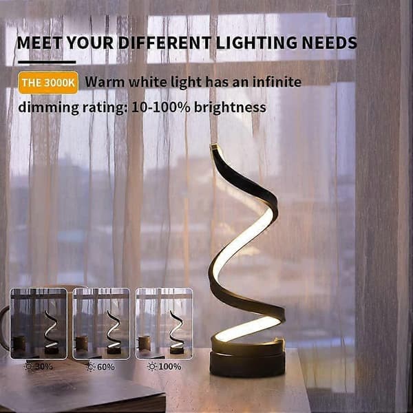 Dimbar Varmhvit LED Spiral Bordlampe