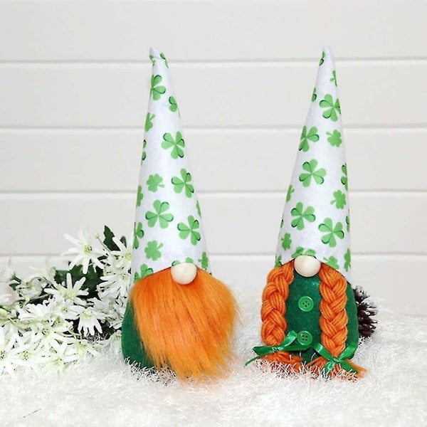 St.Patrick's Day Gnome Plysch Doll Elf Party Inredning Ansiktslös Gonk Irländsk Festlig Ornament Presentleksak