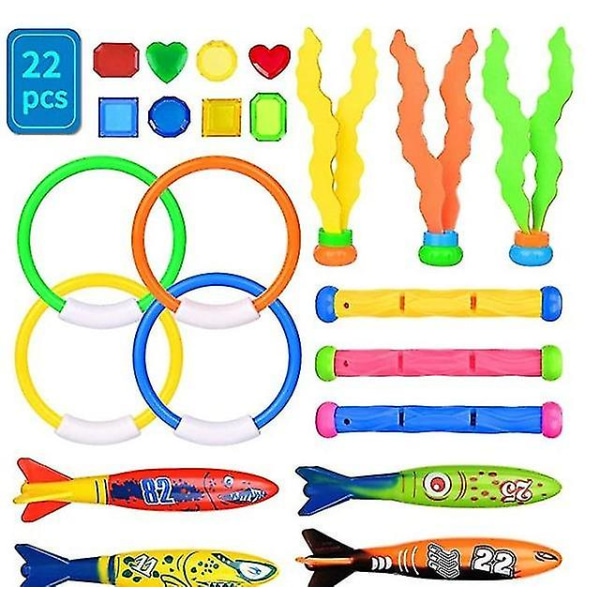 Sommar Barn Simma bläckfisk Pool Dykleksaker Vattensporter Vattenlekleksaker Dykpinne pärla set Undervattensgrabbleksaker Ddj 27pcs-81