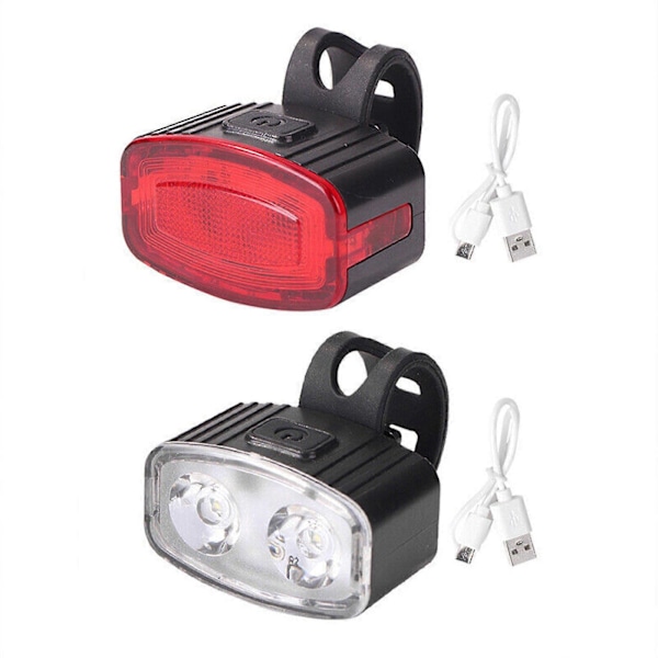 Slitesterk LED Sykkellykt Frontlykt Baklykt Varsel Sykkel USB Oppladbare Lys (LGL)