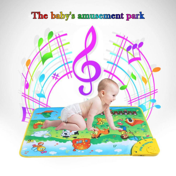 Färgglad musikalisk inlärningsmatta Animal Farm Flash Music Matta Filt Touch Toy för baby - T3654657587529