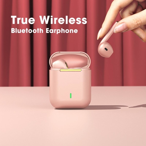 J18 Rosa Bluetooth Hörlurar In Ear Bud Trådlöst Headset Med Mikrofon Vattentätt Gaming Headset Mobiltelefon Öronpropp