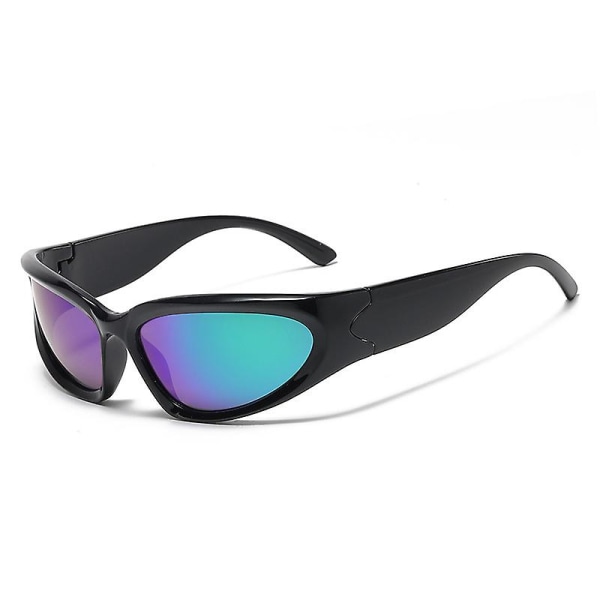 Populära damsolglasögon Punksolglasögon Unika sportsolglasögon män Uv400 Goggle Shades Spegel Färgglada Y2k-glasögon black blue green