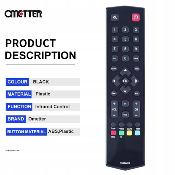 Ersättningsfjärrkontroll UniversalKompatibel med TCL RC260J TV-fjärrkontroll