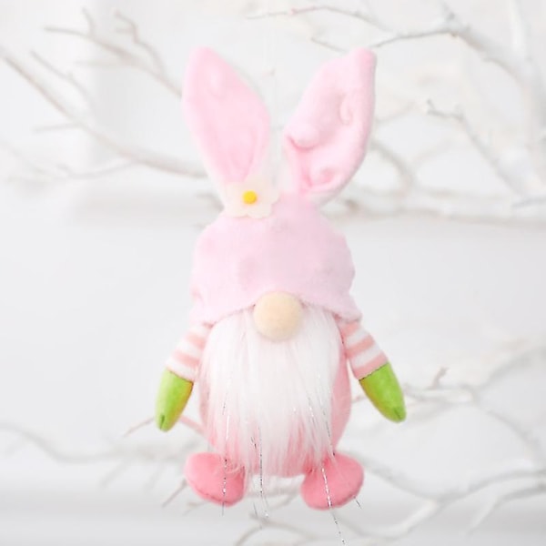 Ny påsk Ansiktslös Gnome Kanindocka Handgjord Återanvändbar heminredning Vårhängande kaninprydnader Barngåvor 17cm pink