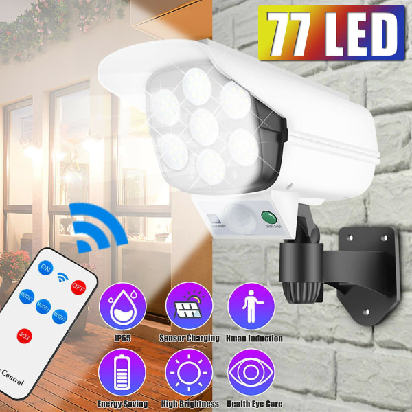 Power LED-ljus Pir Rörelsesensor Fake Kamera Utomhus Vägglampa Säkerhet