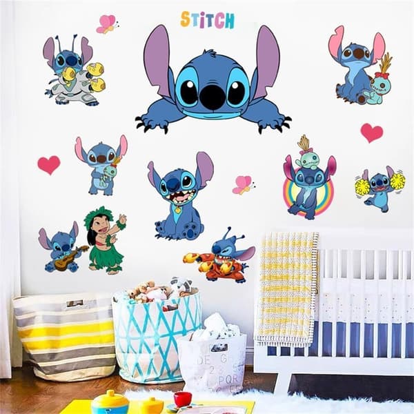 {YM}Lilo och Stitch Väggdekaler Barn Tecknad Väggkonst Stitch Vägg
