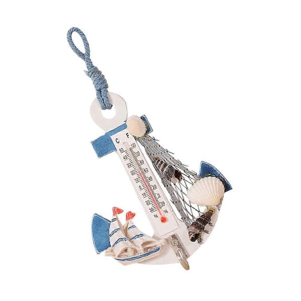 Väggdekor med strandtema, ankarformad termometer, nautisk dekor, utomhusdekoration 2 st Multi 12.00X9.60X3.00CM