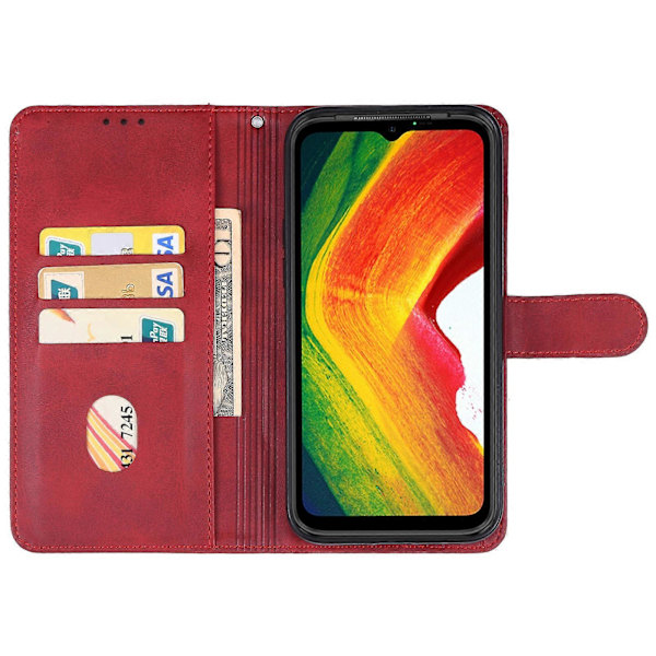 Lærtelefonveske for Ulefone Power Armor 19 Red
