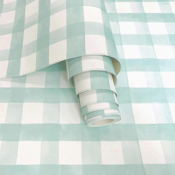 Vesiväri Gingham Tapetti Holden_ Soft Teal
