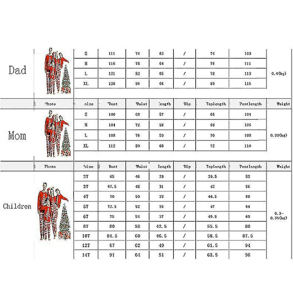 Julpyjamas Familj Pyjamas Set Tryckt Topp Och Rutiga Byxor Nattkläder Mom 6T