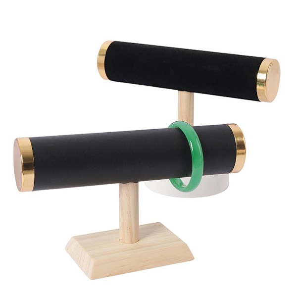 Armbandsdisplayställ Klocka SVART LÄDER LÄDER Svart Black leather-leather