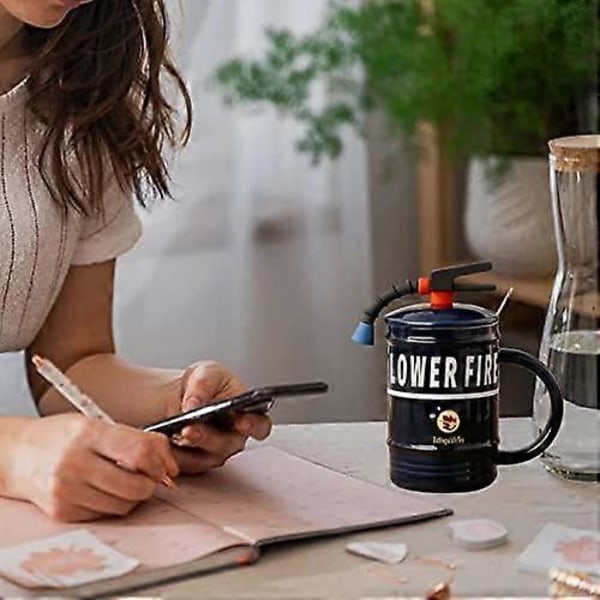 480 ml Brandslukker Krus Kreativt Kaffekrus, Sjovt Kontorkrus, Sjov Gavekrus til Mænd Kvinder Kolleger Venner Fødselsdag (LGL) Blue