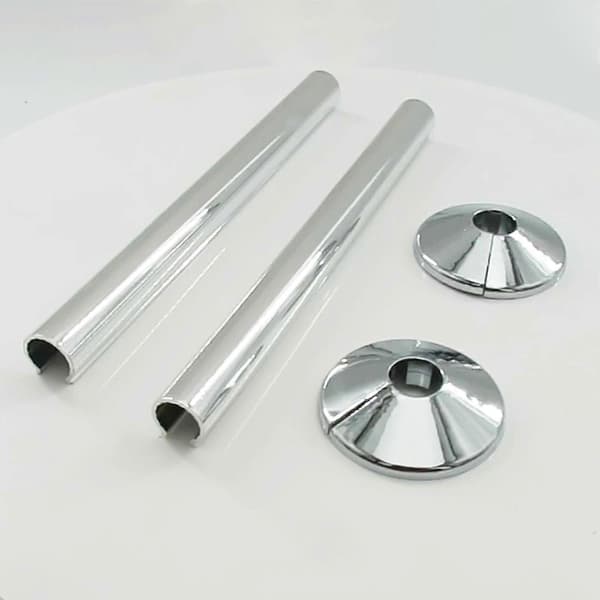 2-pack Rör Radiator Rörskydd Hylsa 15mm Kragar Klipp Passform Badrum Krom silver