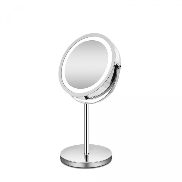 360 graders roterande LED-sminkspegel med LED-ljus 10x förstoring 7 tums justerbar sminkspegel Dubbelsidig spegel