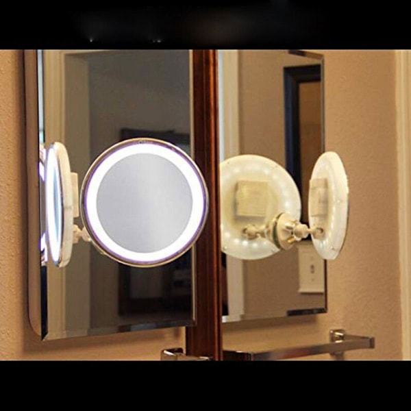 10x Förstoringsspegel med LED-ljus, bärbar toalettspegel med sugkopp, 360° vridbar sminkspegel för hem, kontor, badkar |
