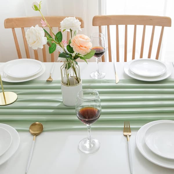 {YM}Chiffon Table Runner Wedding Table Decoration Birthday Decoration