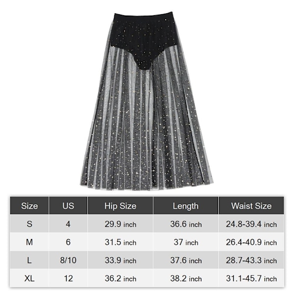 2 in 1 Galaxy Mesh -hame, maksihame, MUSTA XL XL Musta