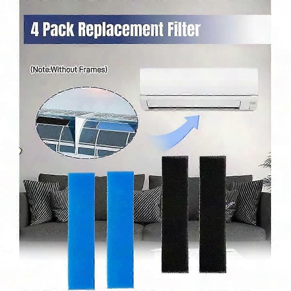 8-pak Mini Split LuftfilterKompatibel med Mitsubishi MAC-2330FT-E & MAC-3000FT-E - Ingen rammer Black&Blue