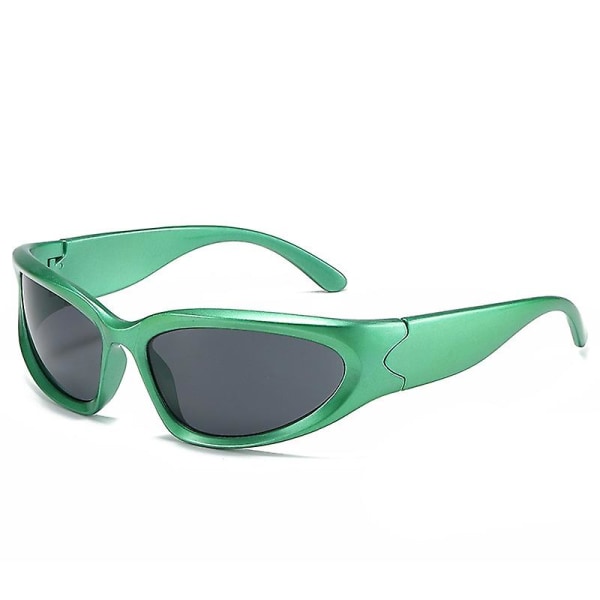 Populära damsolglasögon Punksolglasögon Unika sportsolglasögon män Uv400 Goggle Shades Spegel Färgglada Y2k-glasögon green