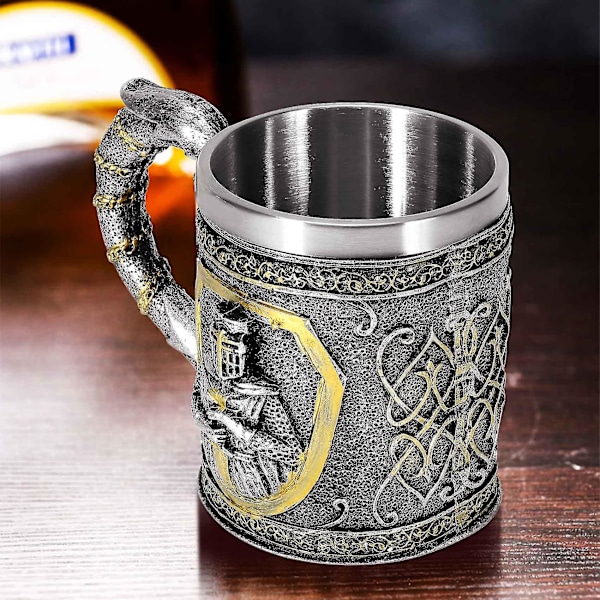 Middelaldersk Templar Crusader Knight Krus Rustning Ridder Av Korset Ølseidel Tankard Kaffe Cu