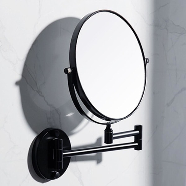Svart spegel badrum vägg installation smink spegel badrum skönhetsspegel förstoringsglas hopfällbar vägghängande spegel |