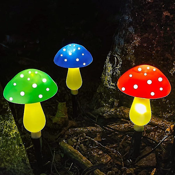 Sienivalosarja ulkokäyttöön, 6 kpl, 8 tilaa, aurinkokennoilla toimivat sienivalot ulkokoristeluun, vedenpitävät maisemavalot