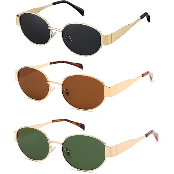 Retro Ovale Solbriller kompatible Kvinder Mænd - Mode Solbriller - Rektangel Metalramme Shades_SSDLV