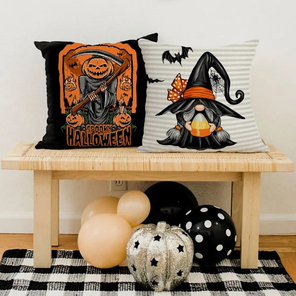 2023 Halloween Putetrekk Halloween Dekorasjon for Hjem Spøkelse Gresskar Flaggermus Putetrekk Skrekk Knask Eller Knep Festutstyr