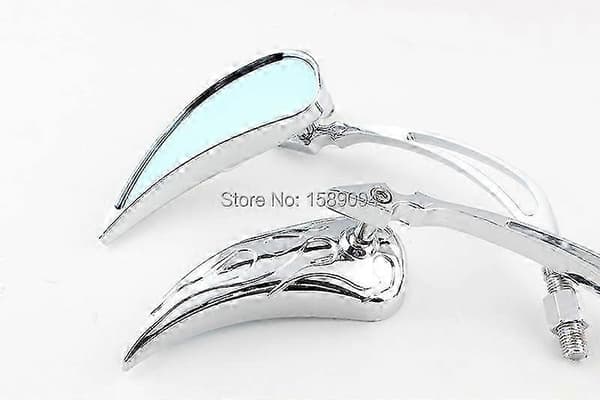 Chrome Anpassade Backspeglar Blå För Harley Motorcykel Cruiser Chopper Dyna Electra Glide
