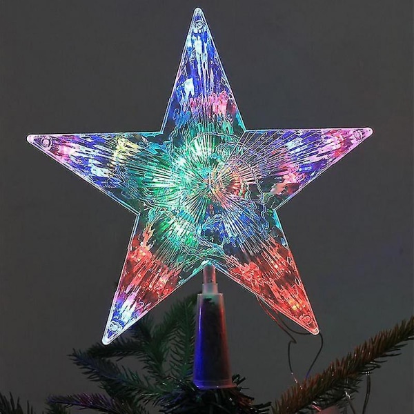 Christmas Tree Topper Star med inbyggda LED-lampor Plug-in för dekoration Blue