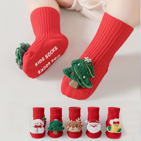 [Jul] 1 par julstrumpor för flickor - Söt tomte, ren Snowman