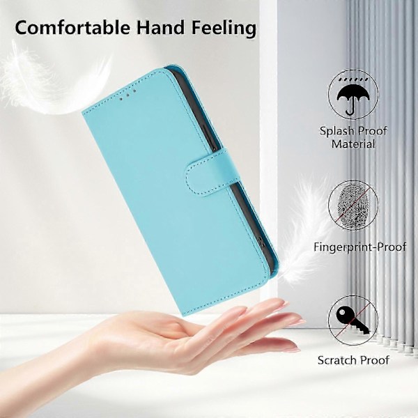 PU-deksel i solid farge for Redmi Note 14 Pro 5G / 14 Pro+ 5G Sky Blue