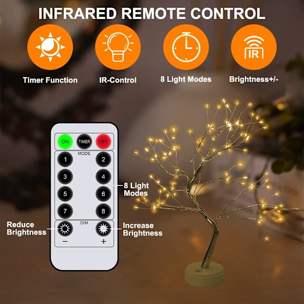 Varmvita LED Bonsaiträdslampor, 108 Justerbara Grenar, USB-lampa för Inomhusbruk med Fjärrkontroll Varm vit Varm vit