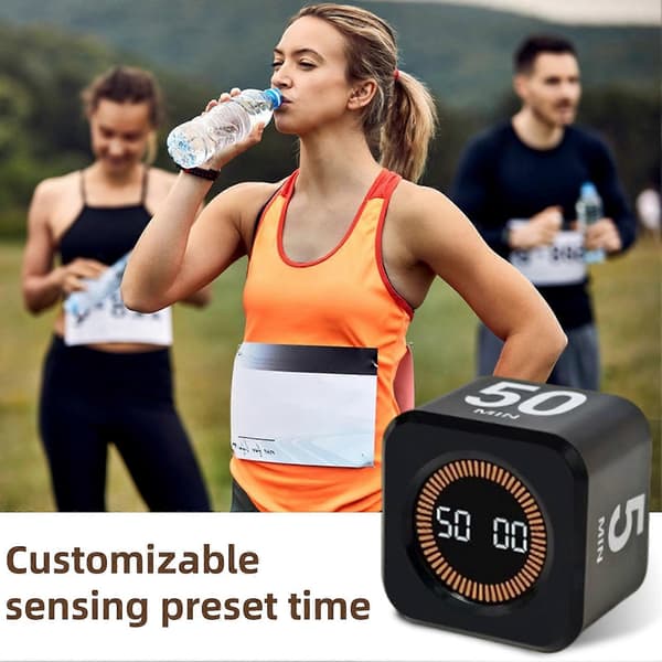 Digital Cube Pomodoro Timer - Visuell, Stille, Auto-flip, Justerbar Vibrasjon & Lydalarm White
