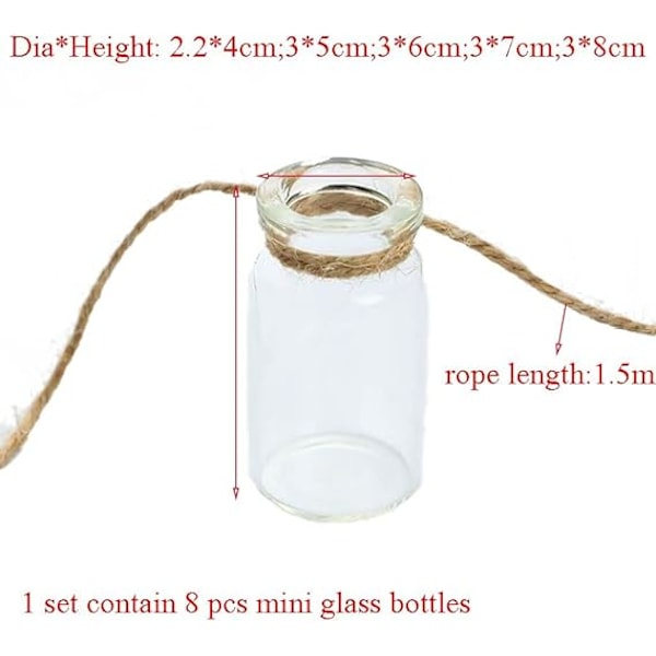 Väggmonterad Planteringskruka, Vindspelsstil Dekor Glasvas med Linnerep Blomkruka Hängande Glas för Hydroponiska Växter Hem Trädgård Dekor (4 * 2cm)