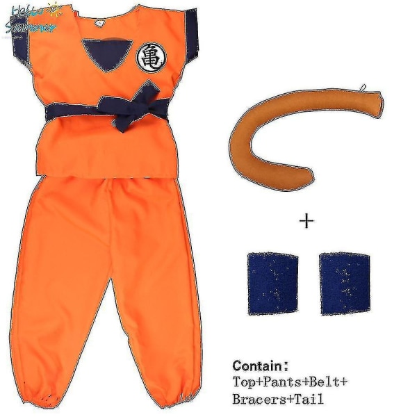 Jul Barn Vuxen Dräkter Son Goku Kostym Anime Superhjältar Jumpsuit Svart Hår Kostym Utklädnad Wig black 180 height170*180cm *Goku